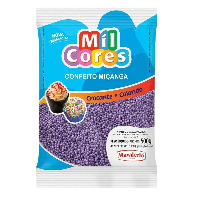 Confeito Micanga Lilas N0 Mil Cores 500g