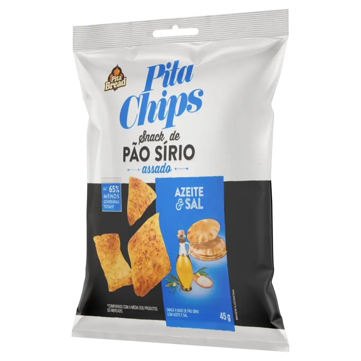 Snack De Pão Sírio Azeite E Sal Pita Chips Pacote 45g
