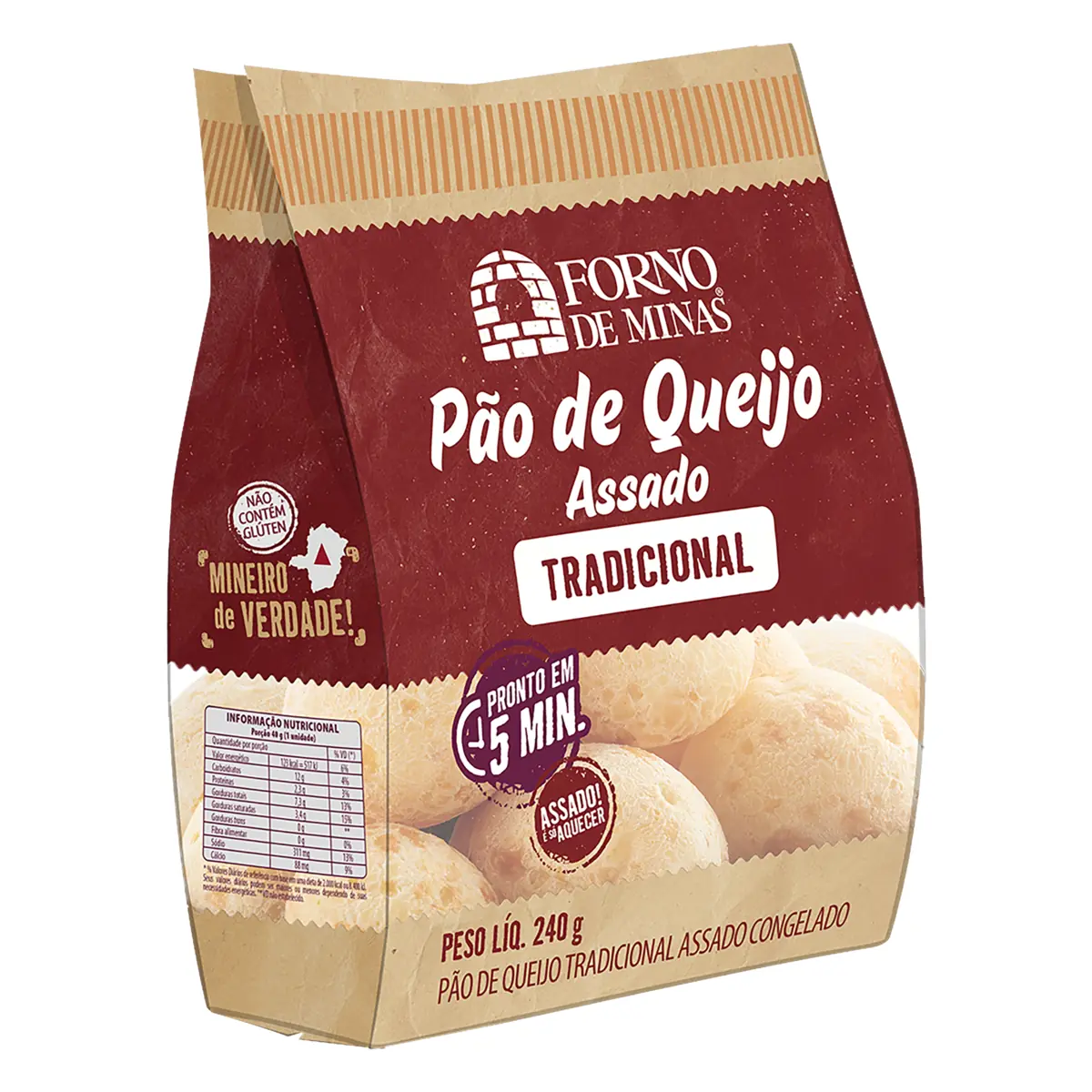 Pão De Queijo Congelado Tradicional Forno De Minas Pacote 240g