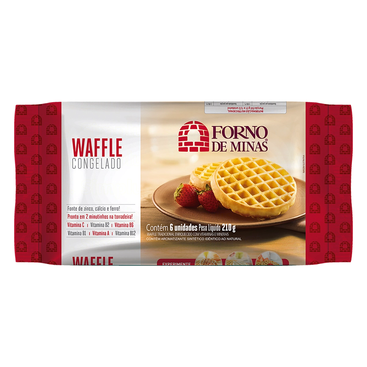 Waffle Congelado Tradicional Forno De Minas Pacote 210g 6 Unidades