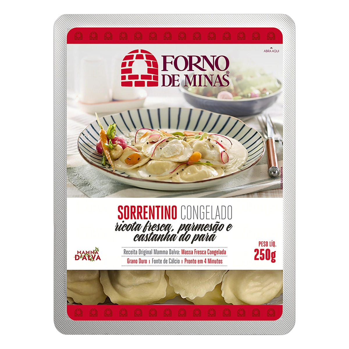 Sorrentino Ricota Fresca, Parmesão E Castanha Do Pará Forno De Minas Bandeja 250g