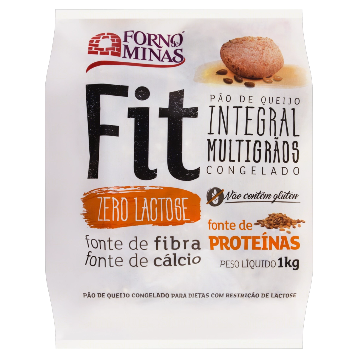 Pão De Queijo Congelado Integral Multigrãos Zero Lactose Forno De Minas Fit Pacote 1kg
