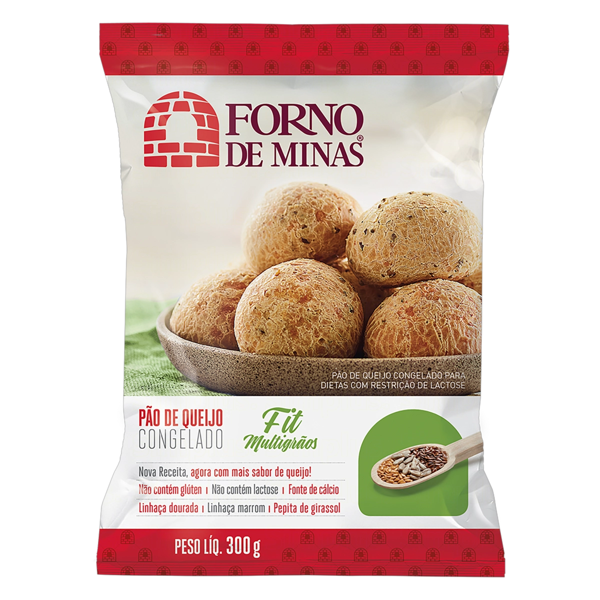 Pão De Queijo Congelado Integral Multigrãos Zero Lactose Forno De Minas Fit Pacote 300g