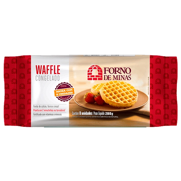 Waffle Congelado Forno De Minas Pacote 280g 8 Unidades