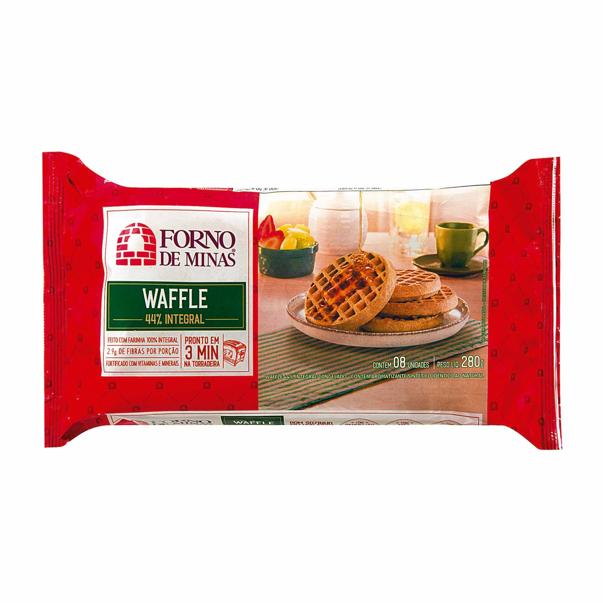 Waffle Congelado Integral Light Forno De Minas Pacote 280g 8 Unidades