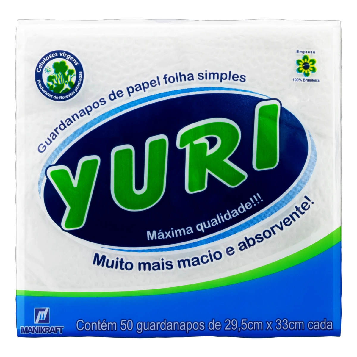 Guardanapo De Papel Folha Simples Yuri 29,5cm X 33cm Pacote 50 Unidades