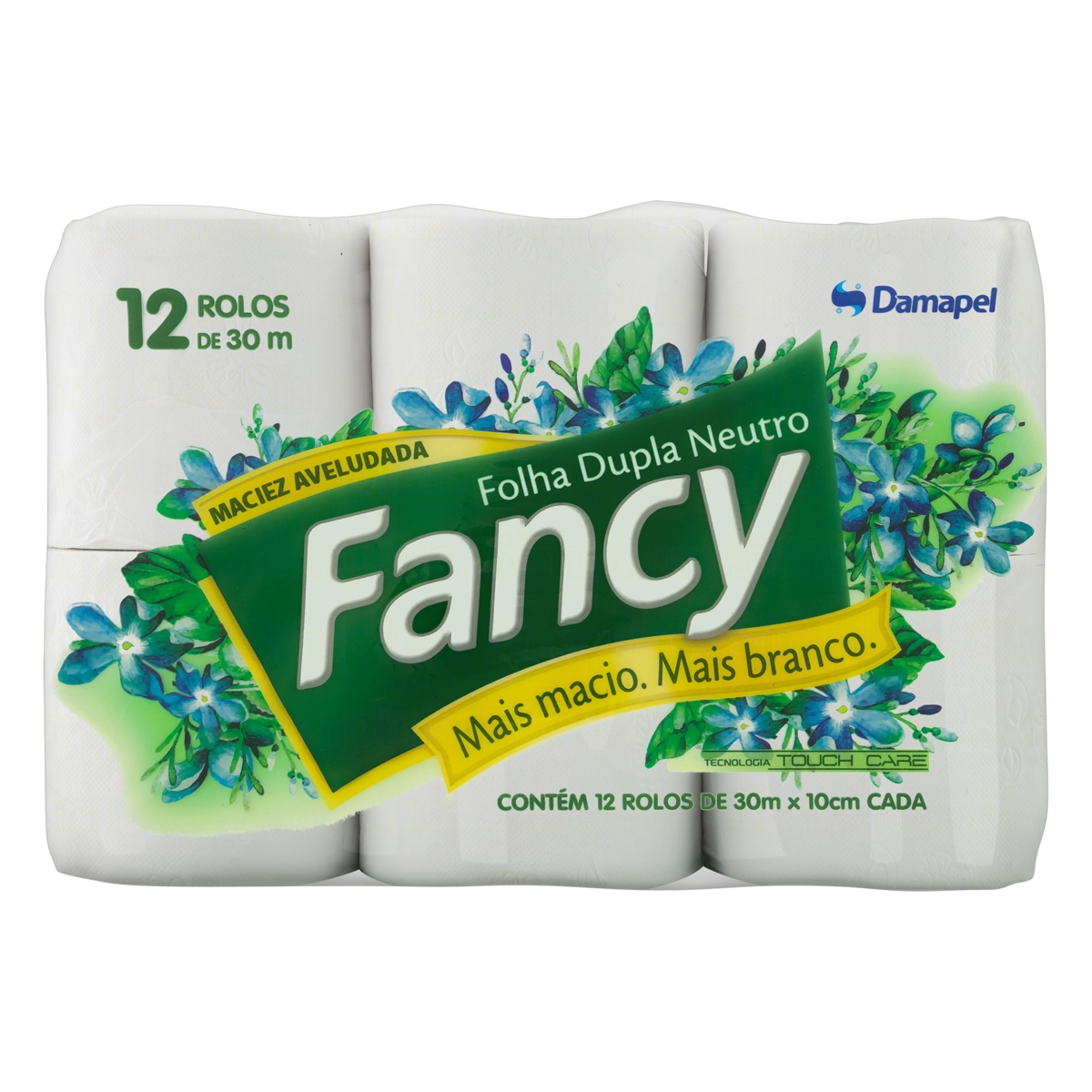 Papel Higiênico Folha Dupla Neutro Fancy 30m Pacote 12 Unidades