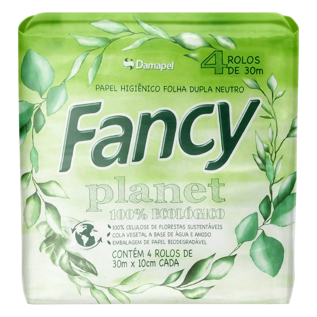 Papel Higiênico Folha Dupla Neutro Fancy Planet 30m Pacote 4 Unidades