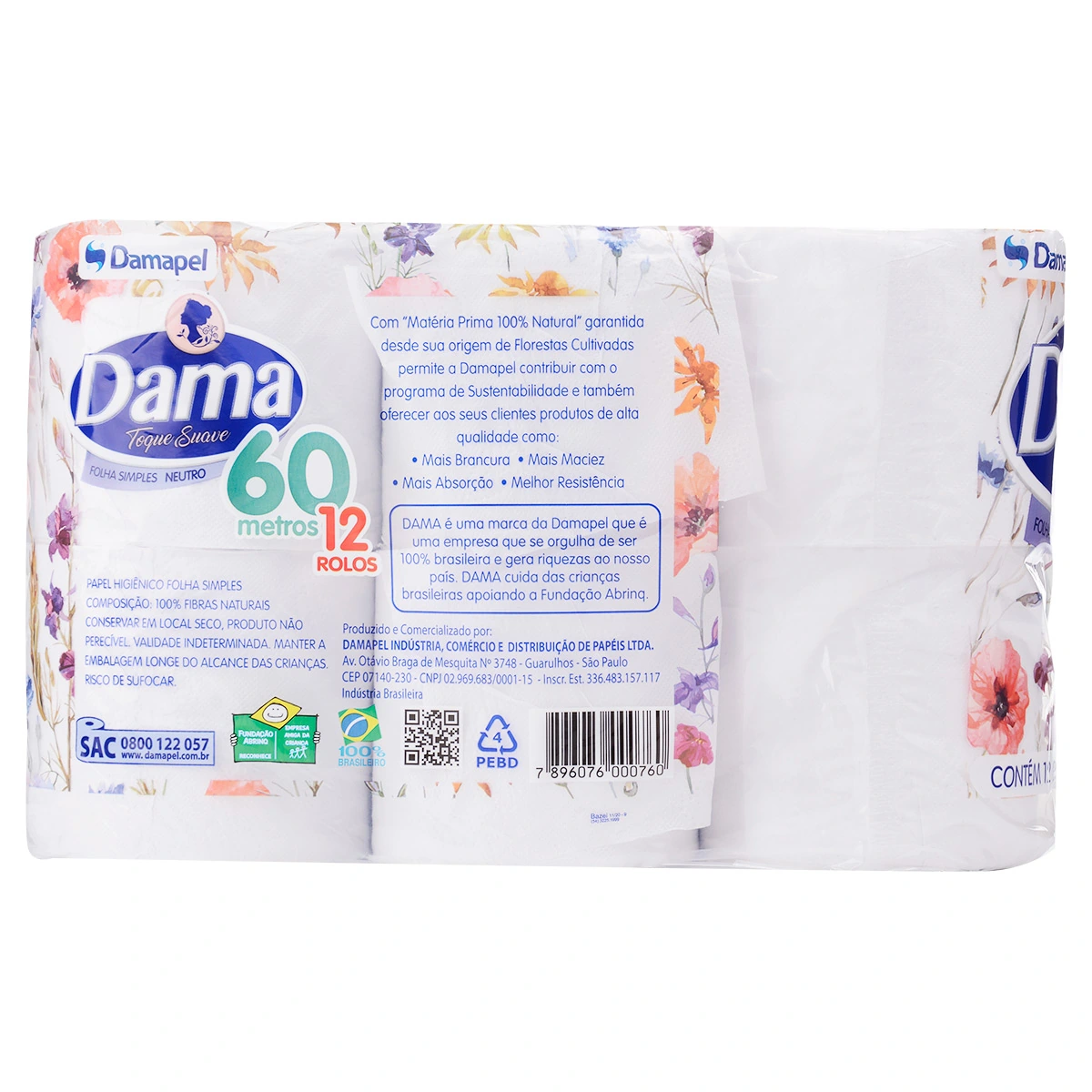 Papel Higiênico Dama 60m C/12 Neutro