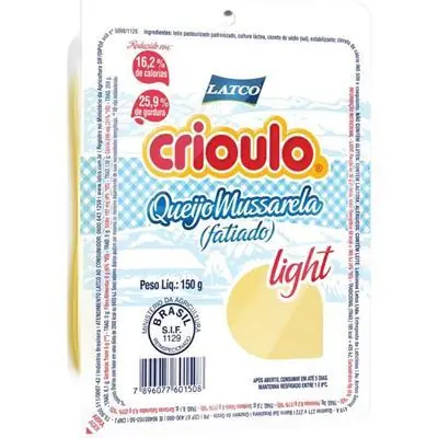 Queijo Mussarela Crioulo 150g Light Fatiada