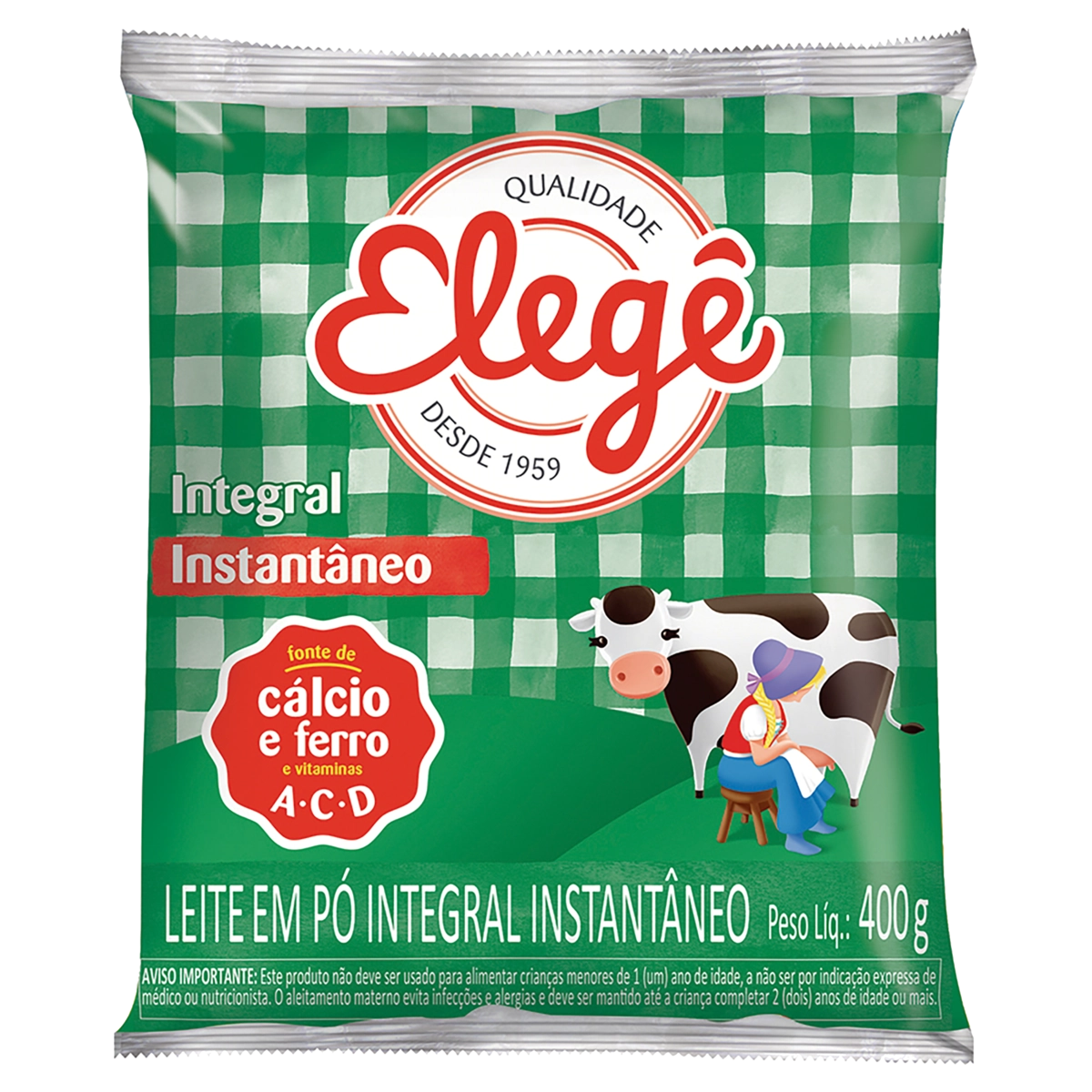 Leite Pó Instantâneo Integral Elegê Pacote 400g