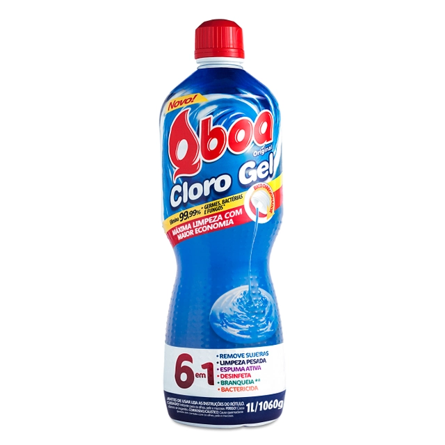 Desinfetante Uso Geral Cloro Gel Original Qboa Frasco 1l