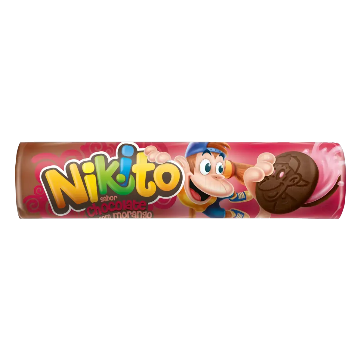 Biscoito Chocolate Recheio Morango Nikito Pacote 135g