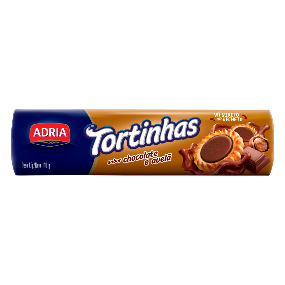 Biscoito Recheio Chocolate E Avelã Adria Tortinhas Pacote 140g