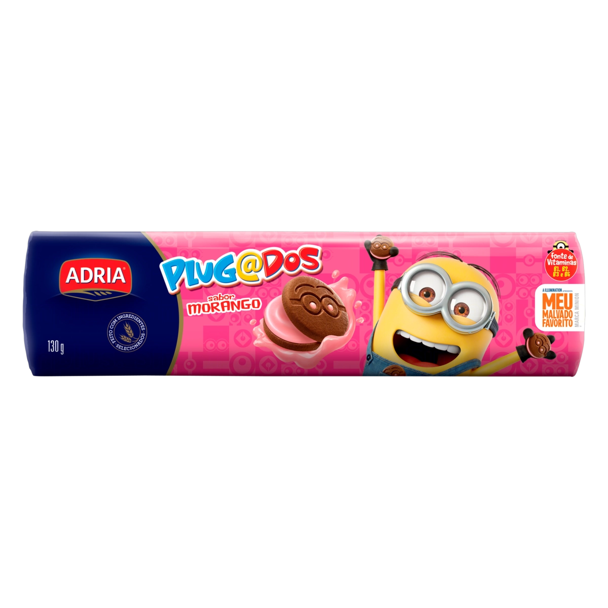 Biscoito Chocolate Recheio Morango Meu Malvado Favorito Adria Plugados Pacote 130g
