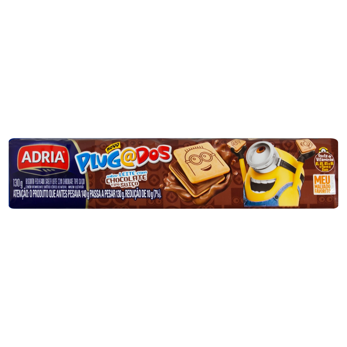 Biscoito Leite Recheio Chocolate Suíço Meu Malvado Favorito Adria Plugados Pacote 130g