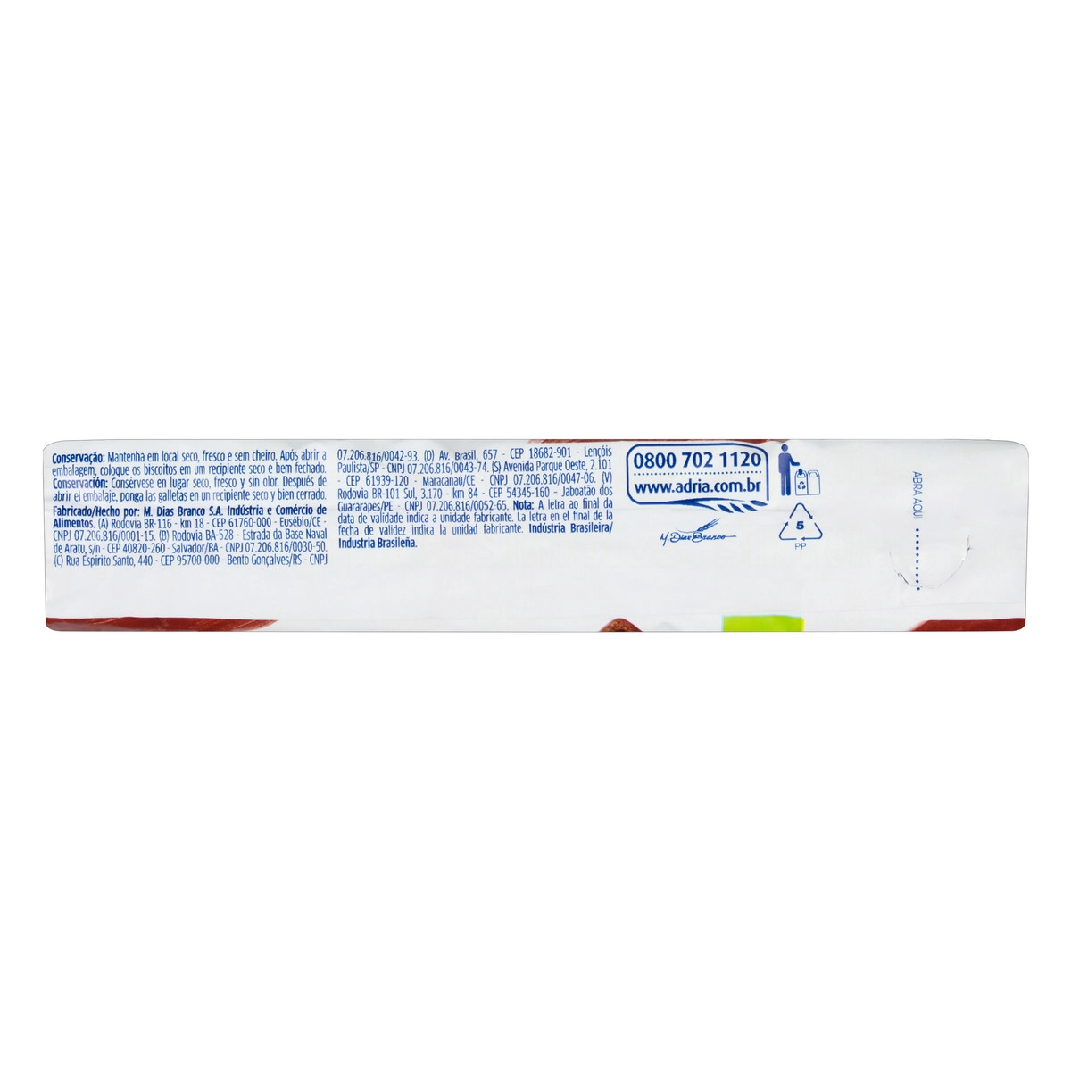 Biscoito Integral Cacau E Cereais Adria Plus Life Pacote 130g
