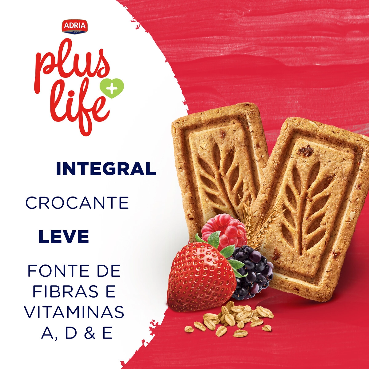 Biscoito Integral Frutas Vermelhas Adria Plus Life Pacote 130g