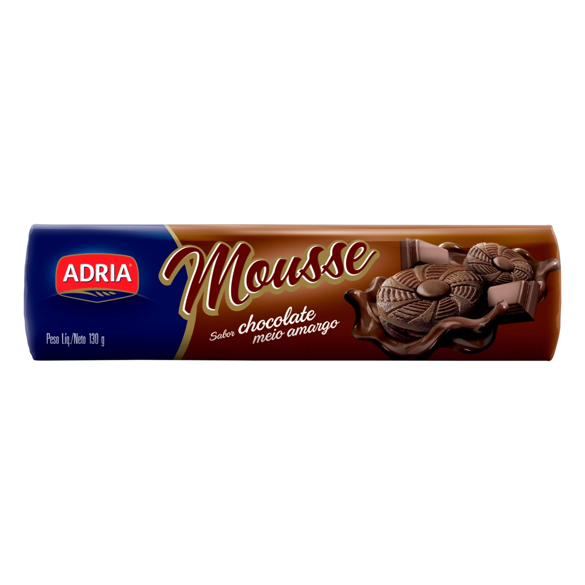 Biscoito Recheio Chocolate Meio Amargo Adria Mousse Pacote 130g