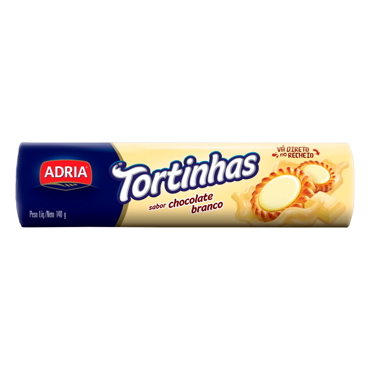 Biscoito Recheio Chocolate Branco Adria Tortinhas Pacote 140g