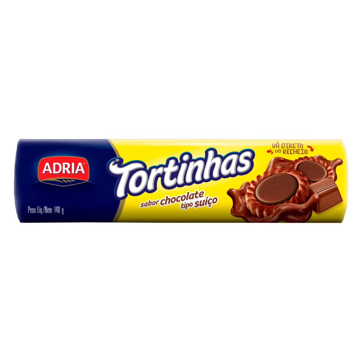 Biscoito Recheio Chocolate Tipo Suíço Adria Tortinhas Pacote 140g