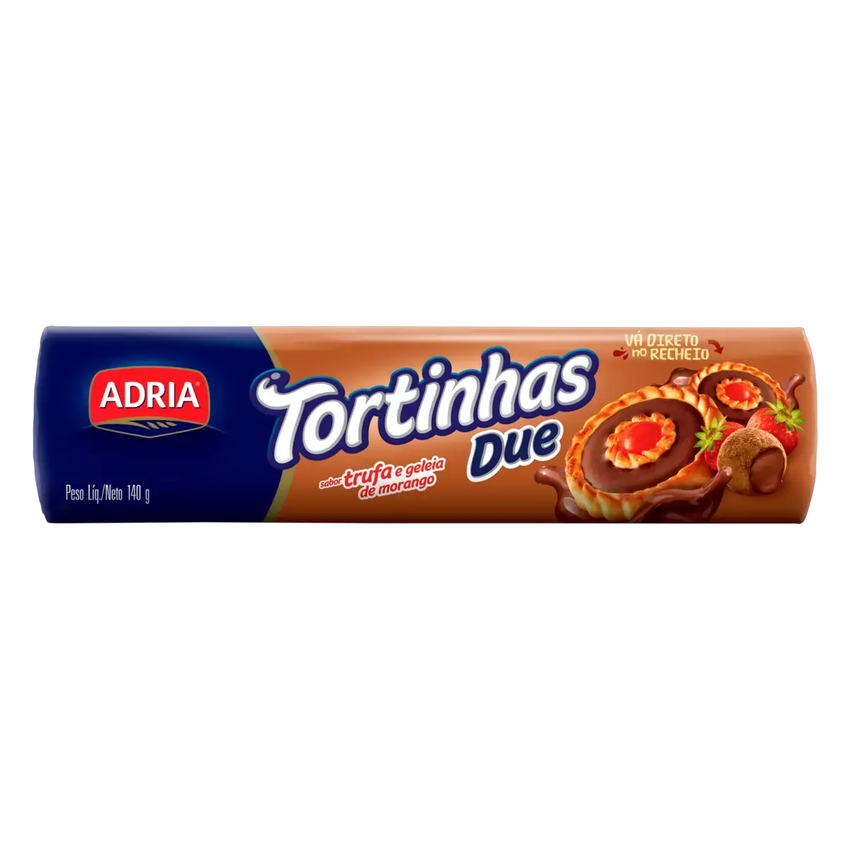Biscoito Recheio Trufa E Geleia De Morango Adria Tortinhas Due Pacote 140g