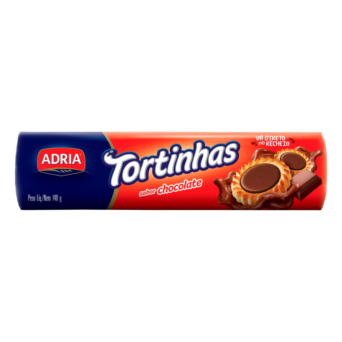 Biscoito Recheio Chocolate Adria Tortinhas Pacote 140g