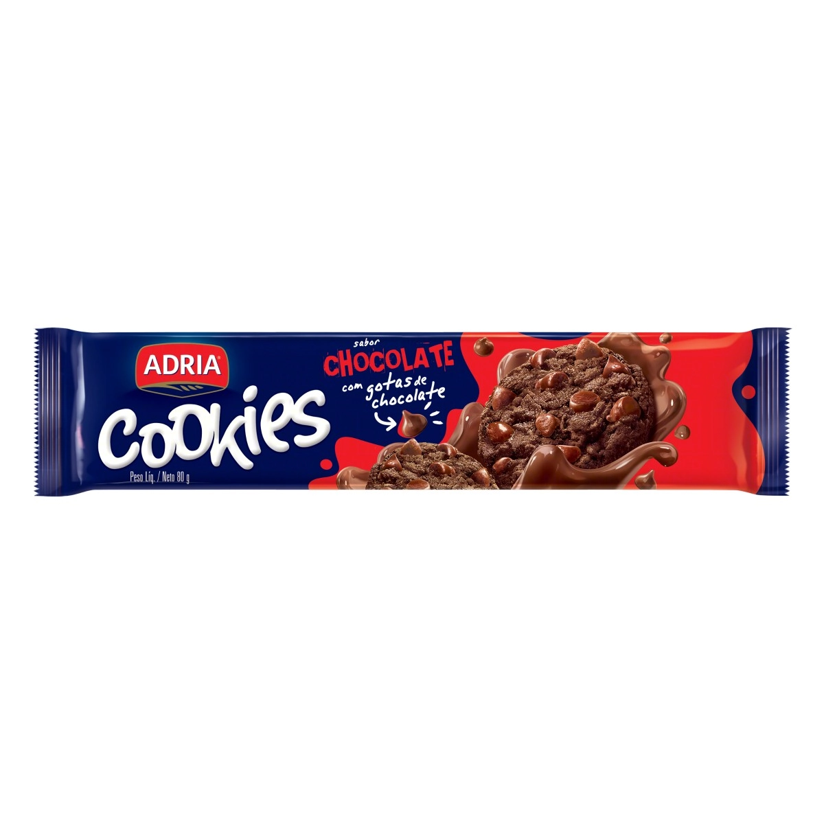 Biscoito Cookie Chocolate Com Gotas De Chocolate Adria Pacote 80g