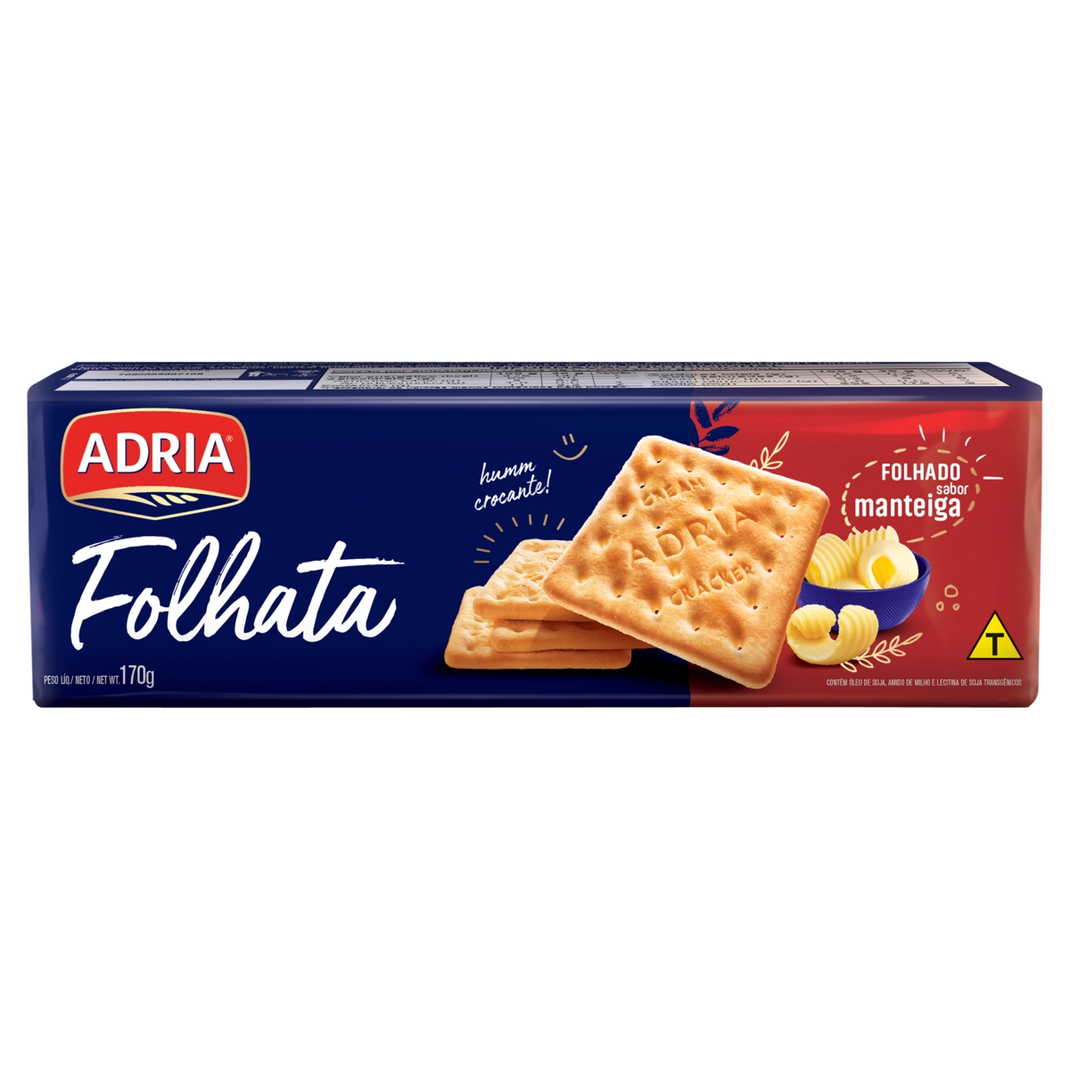 Biscoito Cream Cracker Folhado Manteiga Adria Folhata Pacote 170g