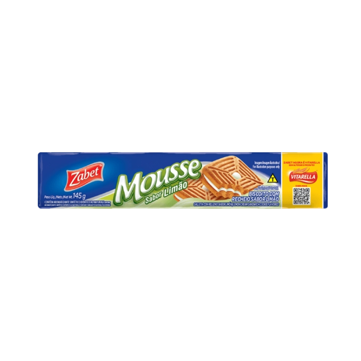 Biscoito Recheio Limão Vitarella Mousse Pacote 130g