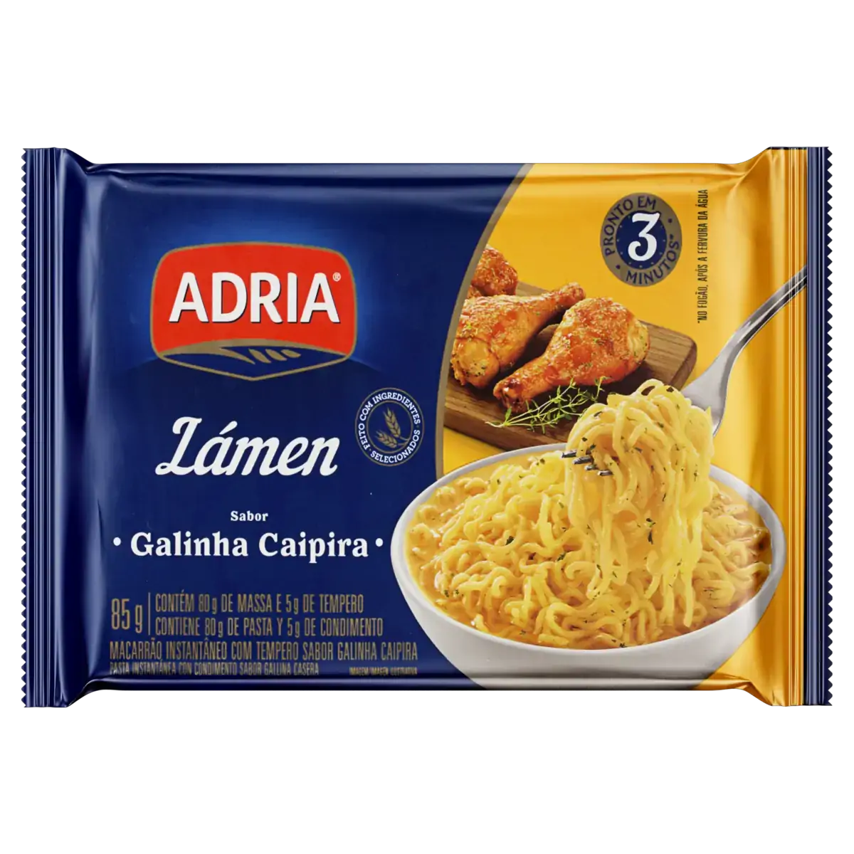 Macarrão Instantâneo Lámen Galinha Caipira Adria Pacote 75g