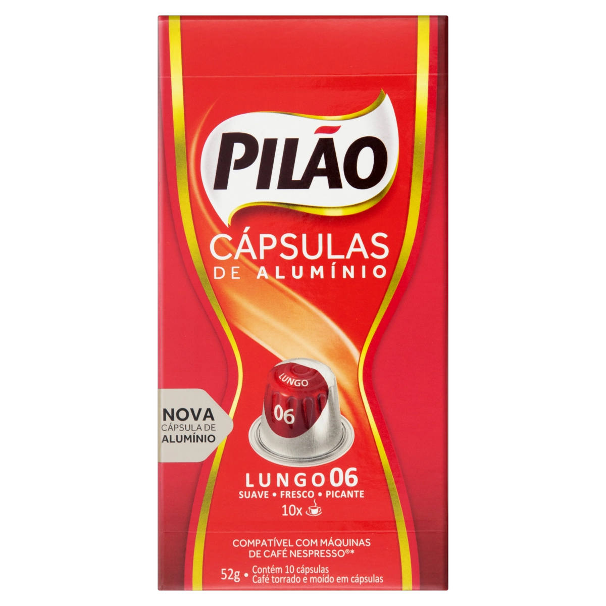 Café Em Cápsula Torrado E Moído Lungo 06 Pilão Caixa 52g 10 Unidades