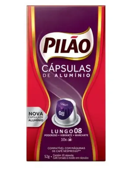 Café Em Cápsula Torrado E Moído Lungo Intenso Pilão Caixa 52g 10 Unidades