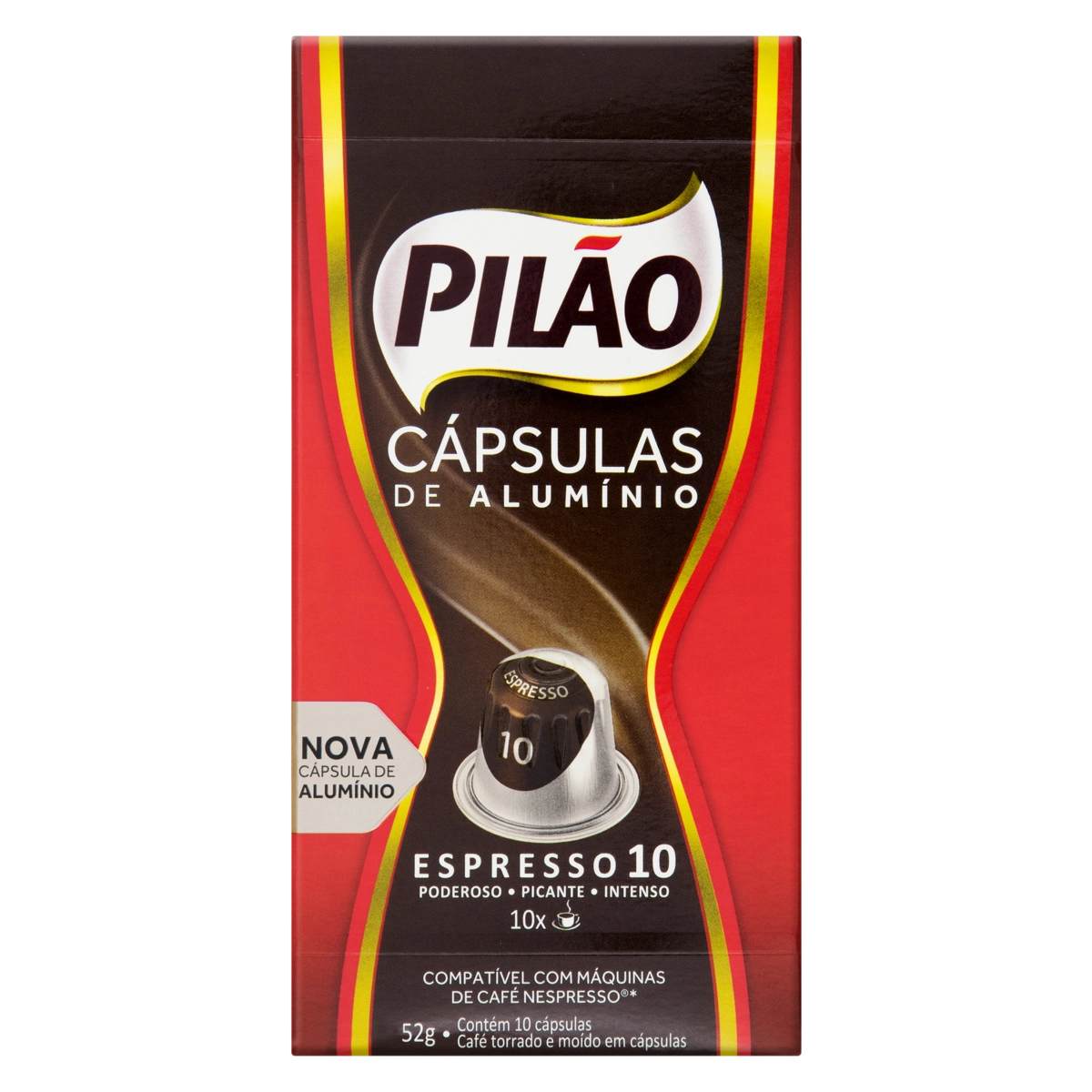 Café Em Cápsula Torrado E Moído Espresso Fortíssimo Pilão Caixa 52g 10 Unidades