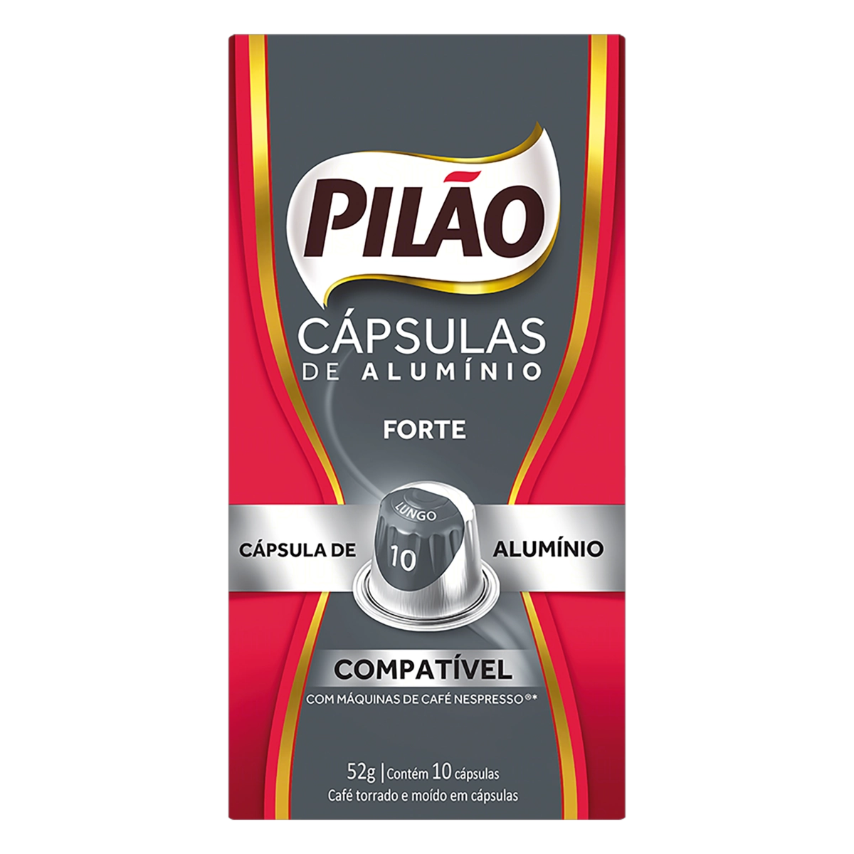 Café Em Cápsula Torrado E Moído Lungo Forte Pilão Caixa 52g 10 Unidades