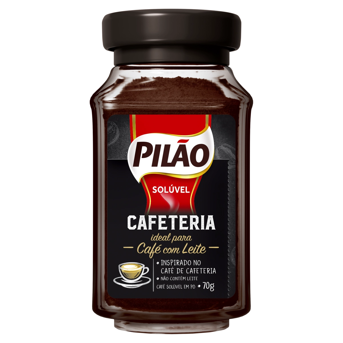 Café Solúvel Em Pó Pilão Cafeteria Vidro 70g