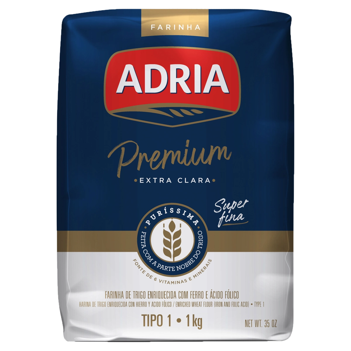 Farinha De Trigo Tipo 1 Extra Clara Adria Premium Pacote 1kg