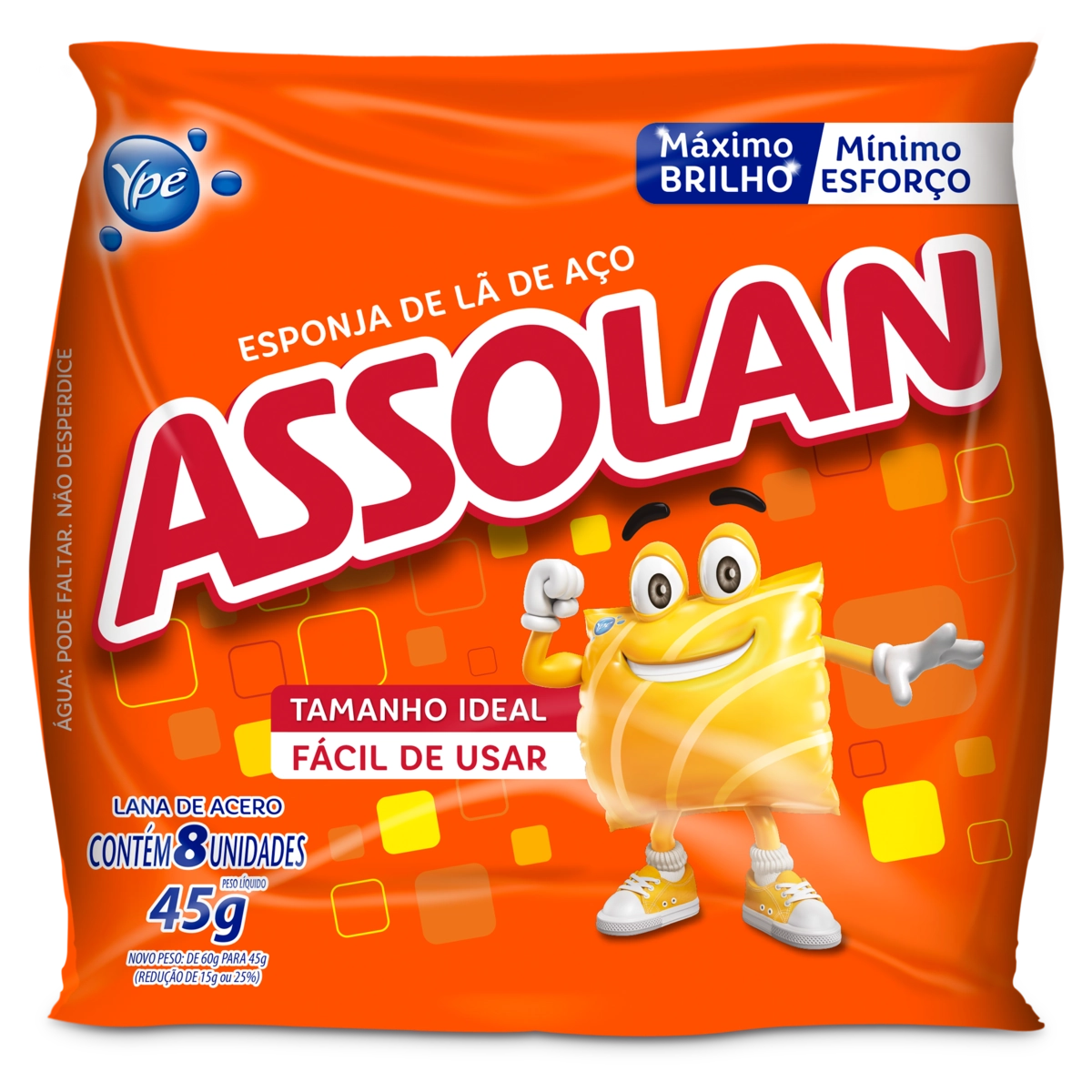 Esponja Aço Assolan 45g 8 Unidades Grátis 10 De Desconto