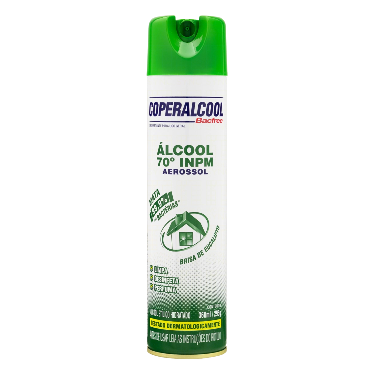 álcool Aerossol 70 Inpm Brisa De Eucalipto Coperalcool Bacfree Frasco 360ml Spray