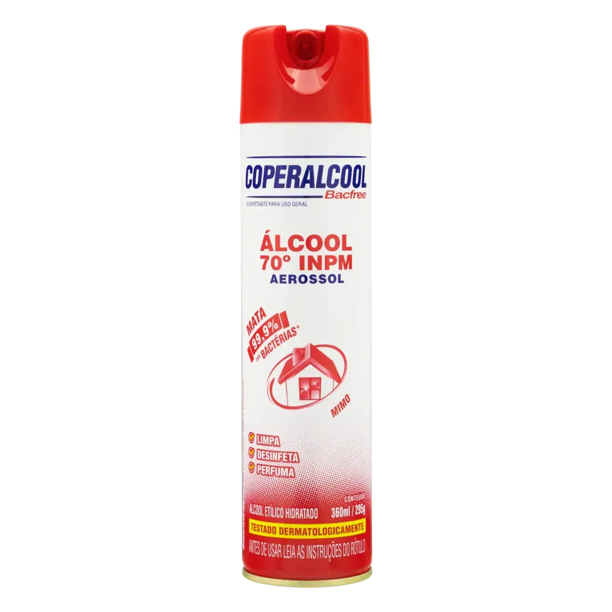 álcool Aerossol 70 Inpm Mimo Coperalcool Bacfree Frasco 360ml Spray