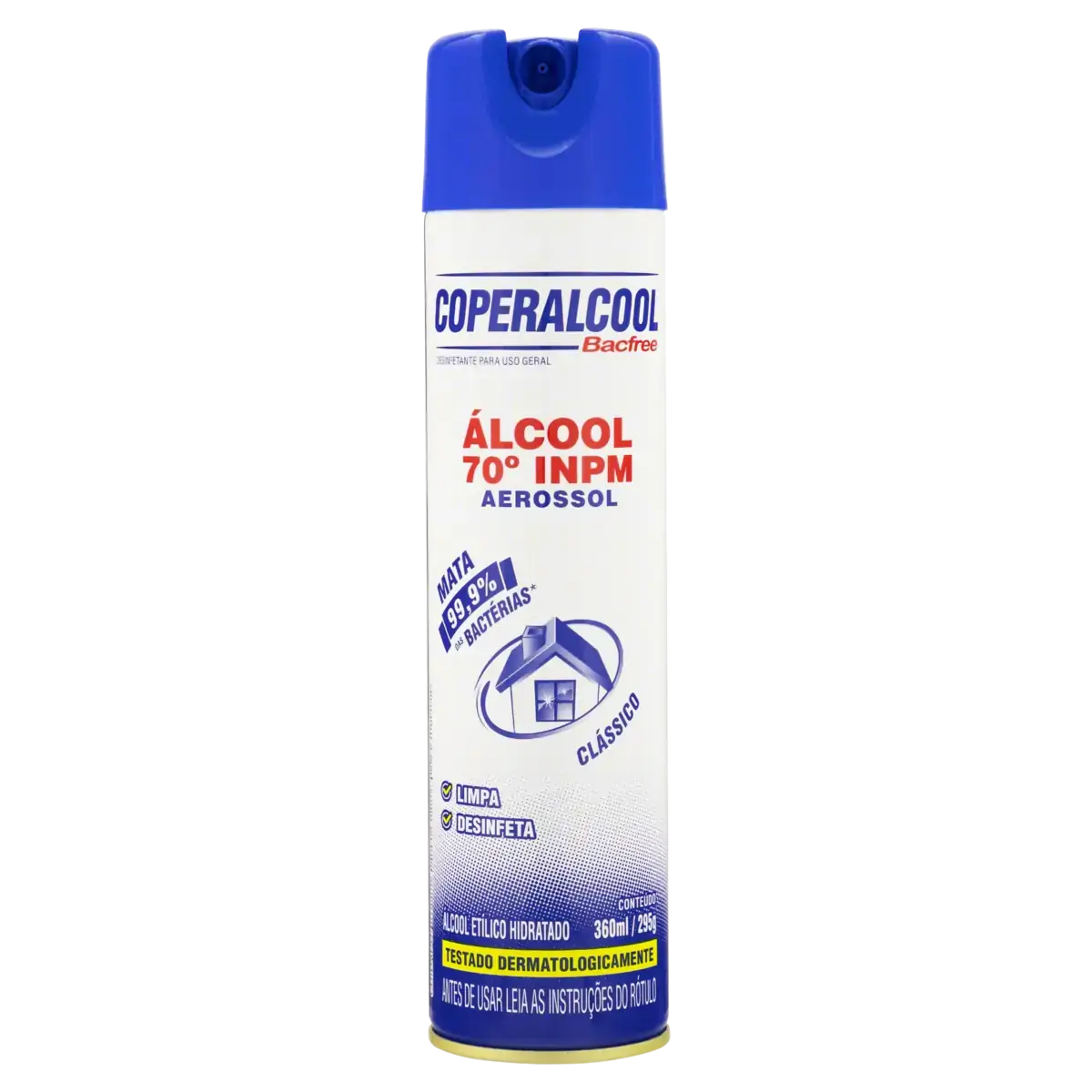 álcool Aerossol 70 Inpm Clássico Coperalcool Bacfree Frasco 360ml Spray
