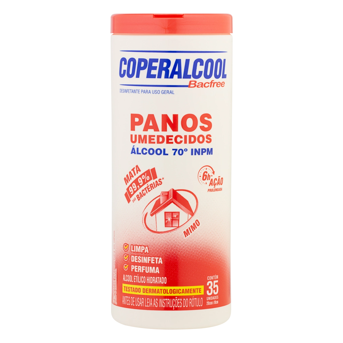 Pano Umedecido Com álcool 70° Inpm Mimo Coperalcool Bacfree Pote 35 Unidades