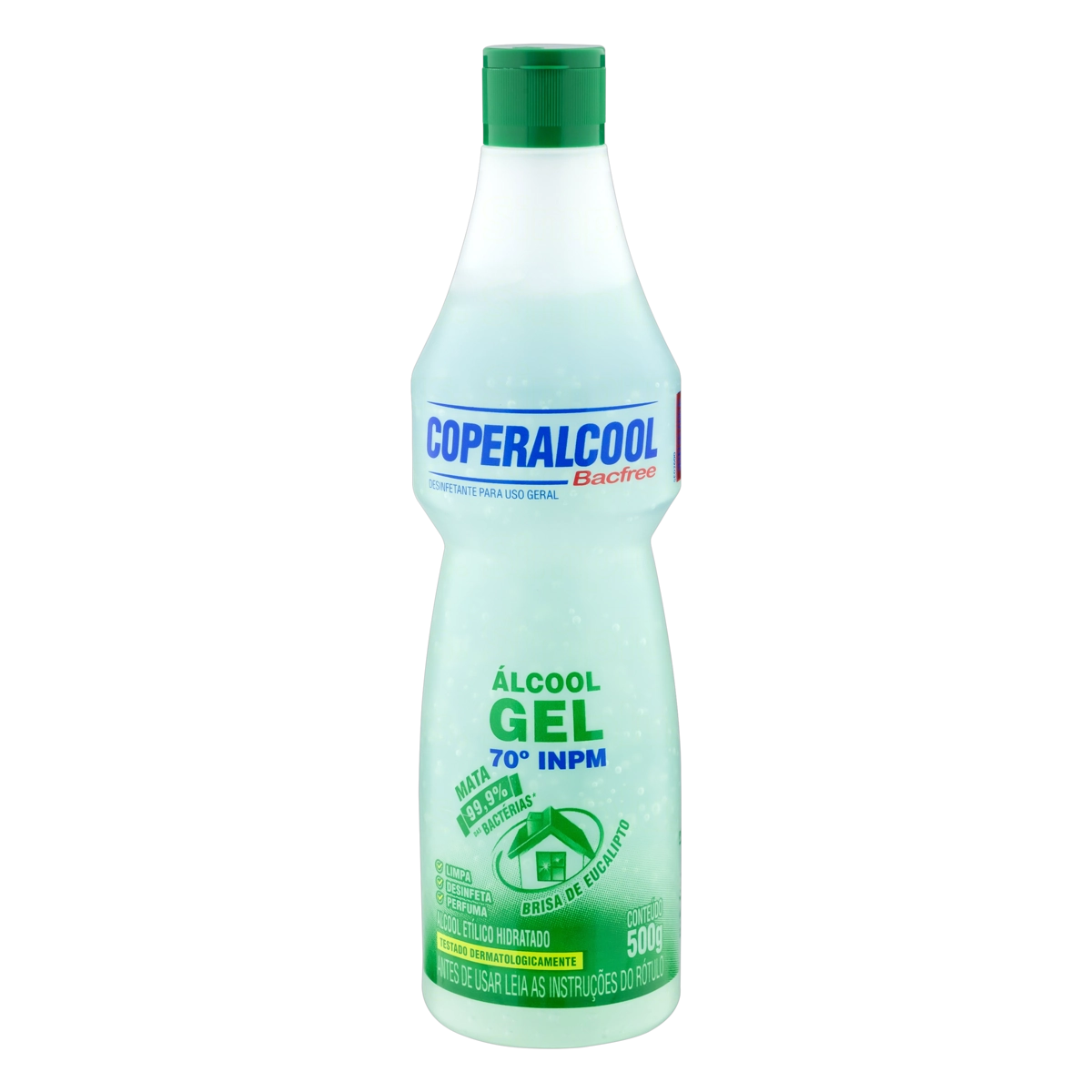 álcool Gel 70 Inpm Brisa De Eucalipto Coperalcool Bacfree Squeeze 500g