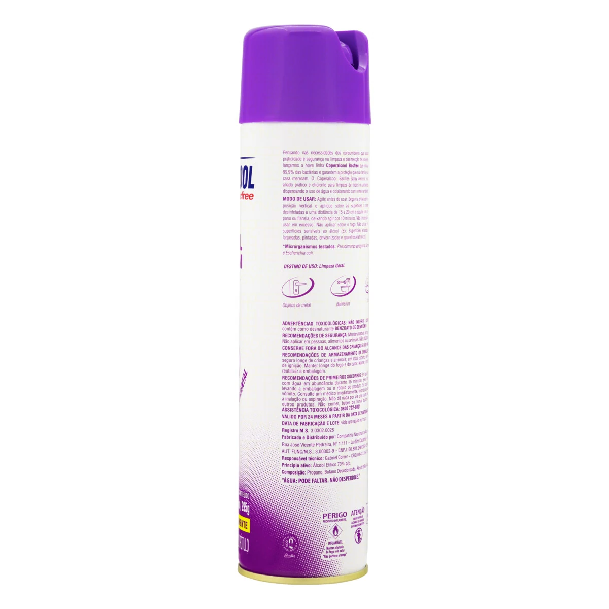 álcool Aerossol 70 Inpm Lavanda Oriental Coperalcool Bacfree Frasco 360ml Spray