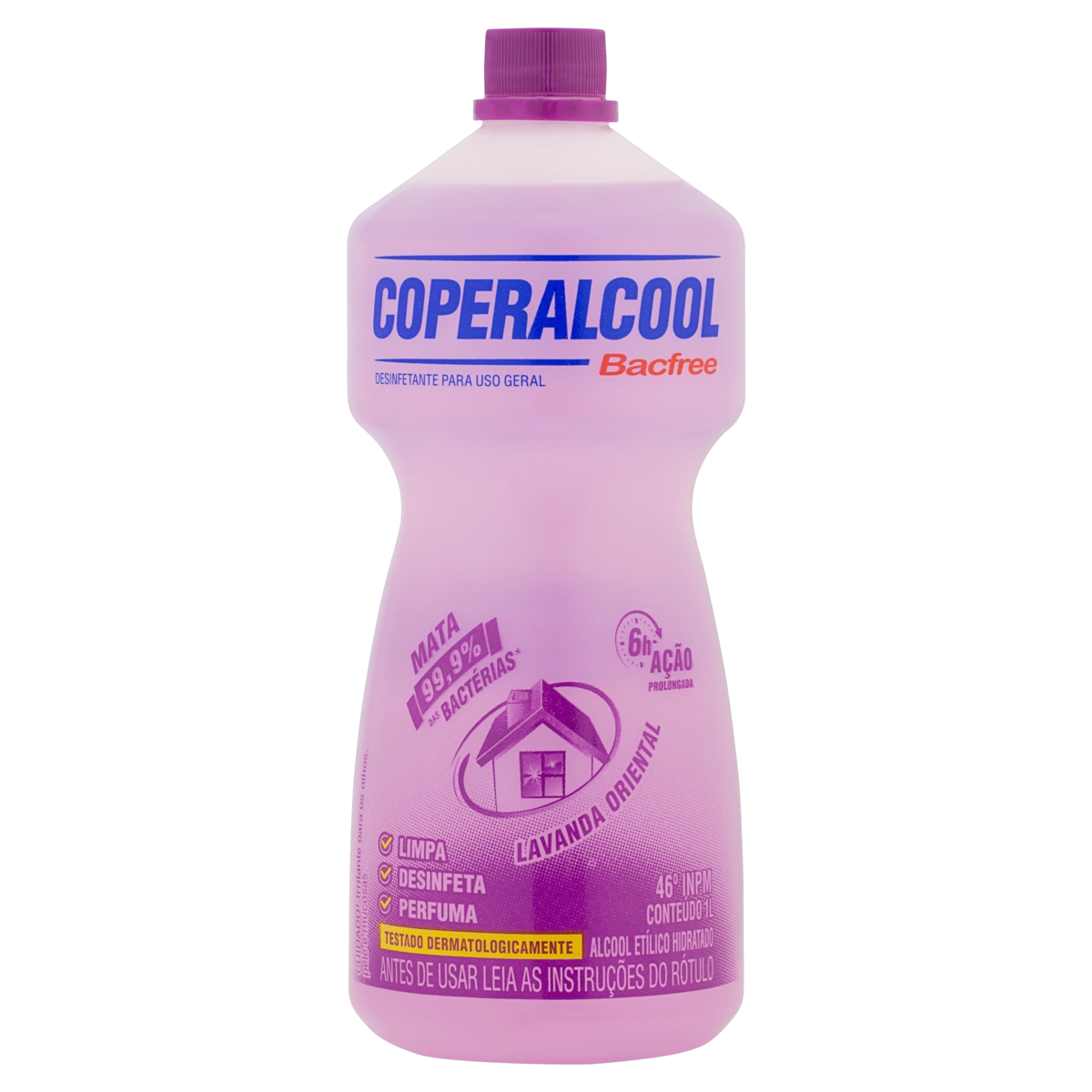 álcool Líquido 46 Inpm Lavanda Oriental Coperalcool Bacfree Frasco 1l