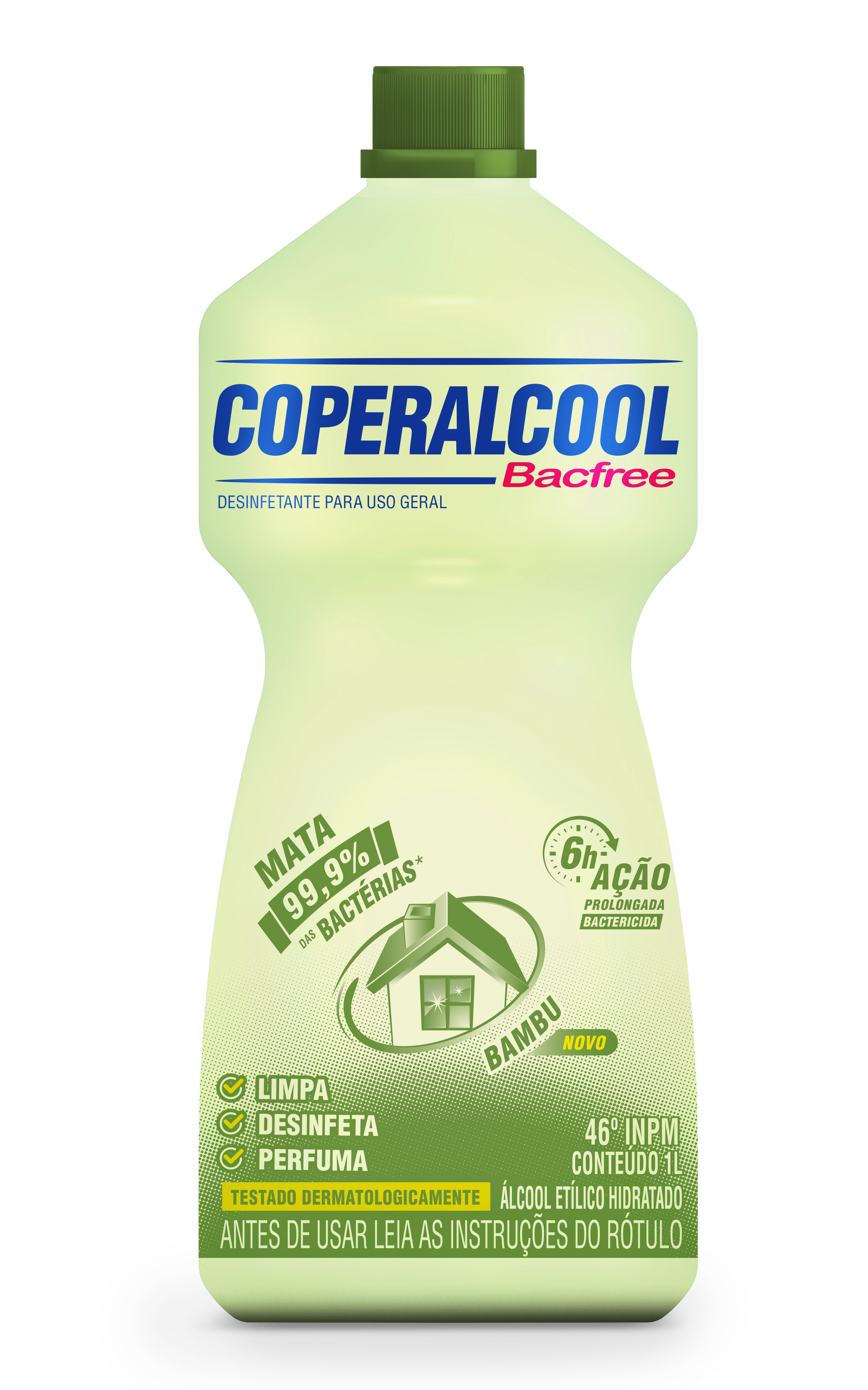álcool Líquido 46 Inpm Bambu Coperalcool Bacfree Frasco 1l