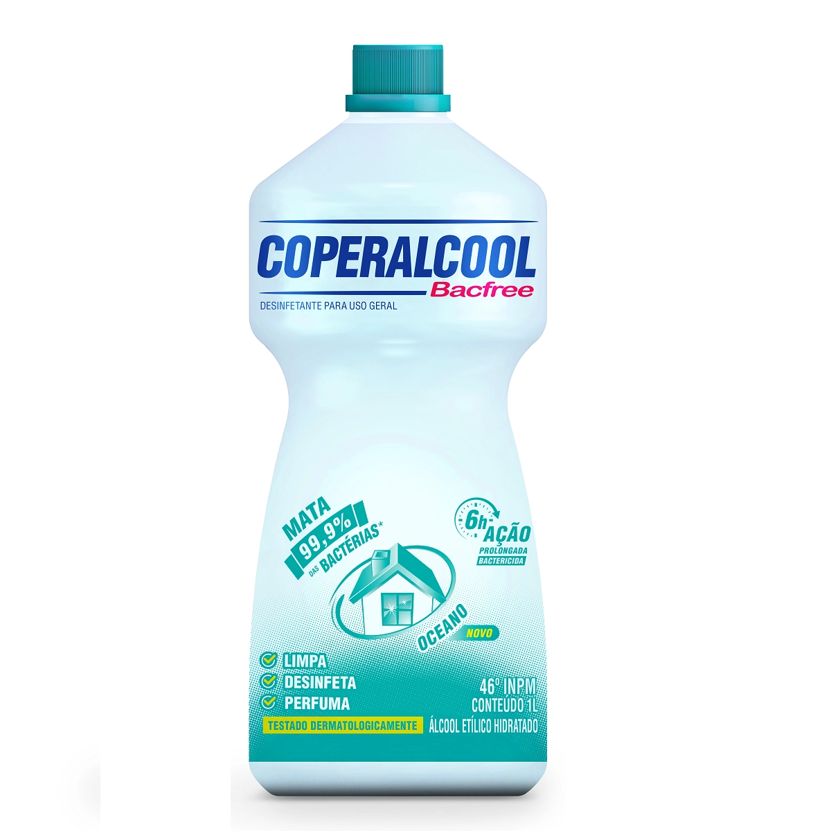 álcool Líquido 46 Inpm Oceano Coperalcool Bacfree Frasco 1l