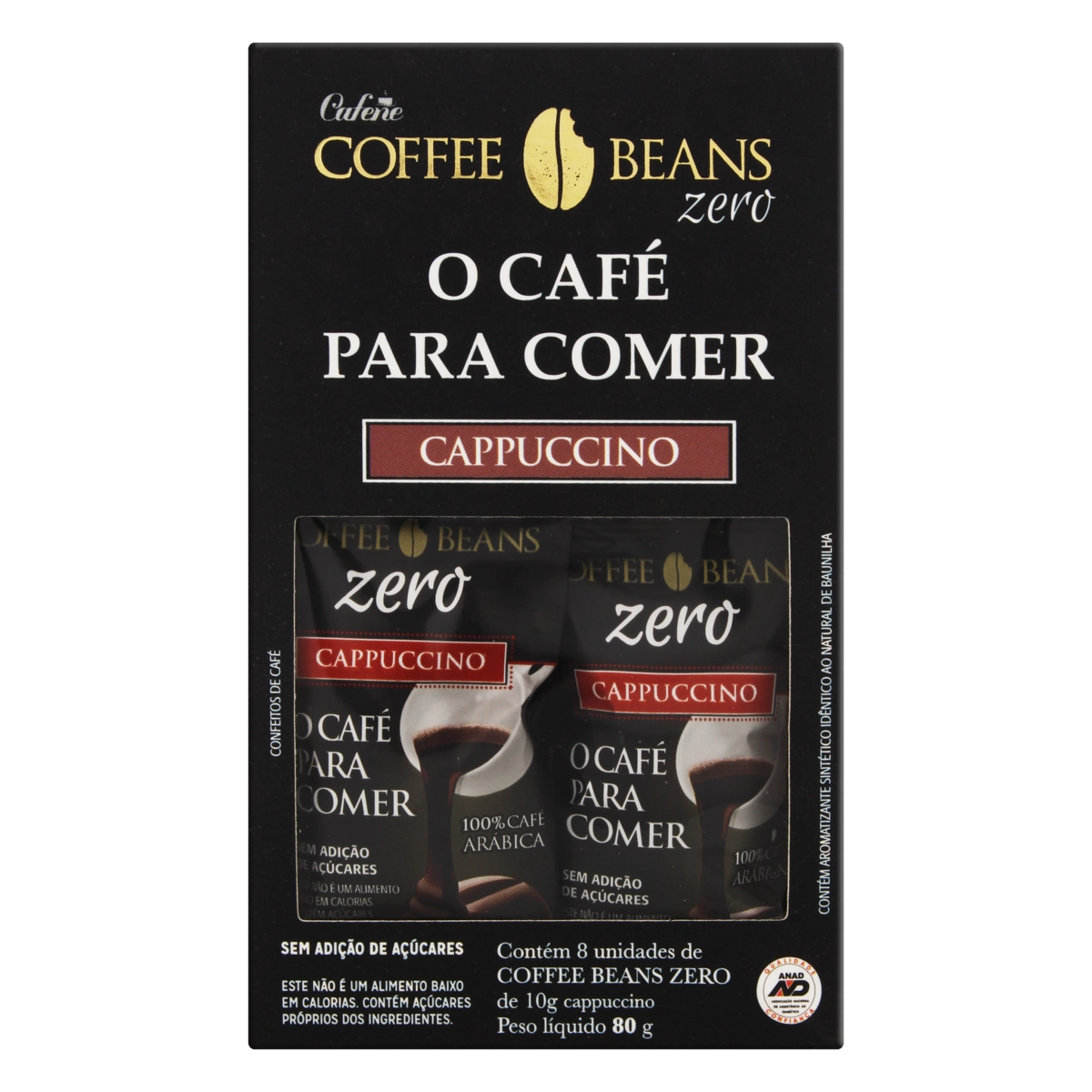 Pack Confeito De Café Cappuccino Coffee Beans Zero Caixa 80g 8 Unidades