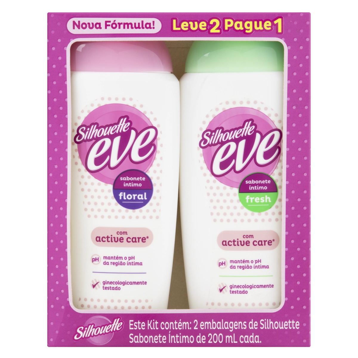 Kit Sabonete Líquido íntimo Floral Fresh Silhouette Eve 2 Unidades 200ml Cada Leve 2 Pague 1 Unidade