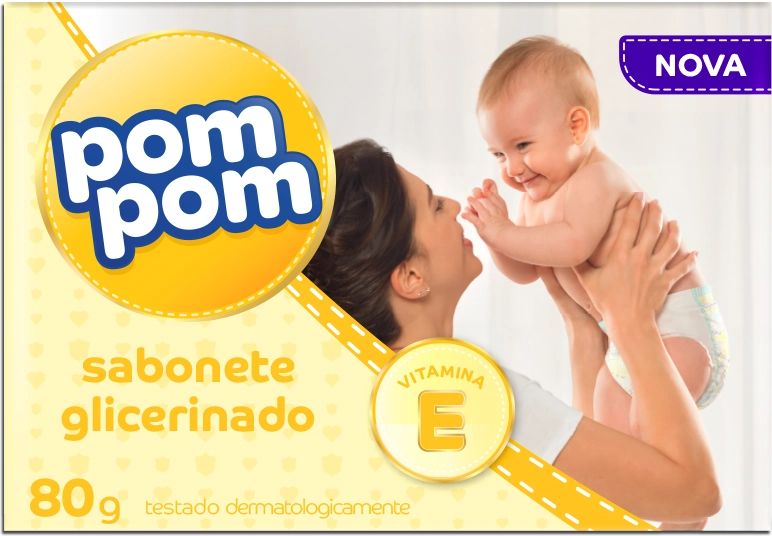 Sabonete Infantil Barra Glicerinado Pom Pom Caixa 70g
